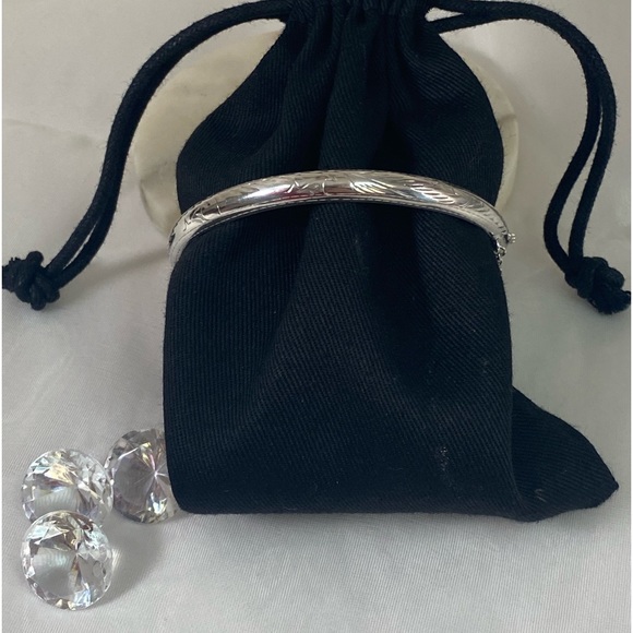 925 STERLING SILVER VINTAGE etched bangle bracelet - Picture 3 of 11